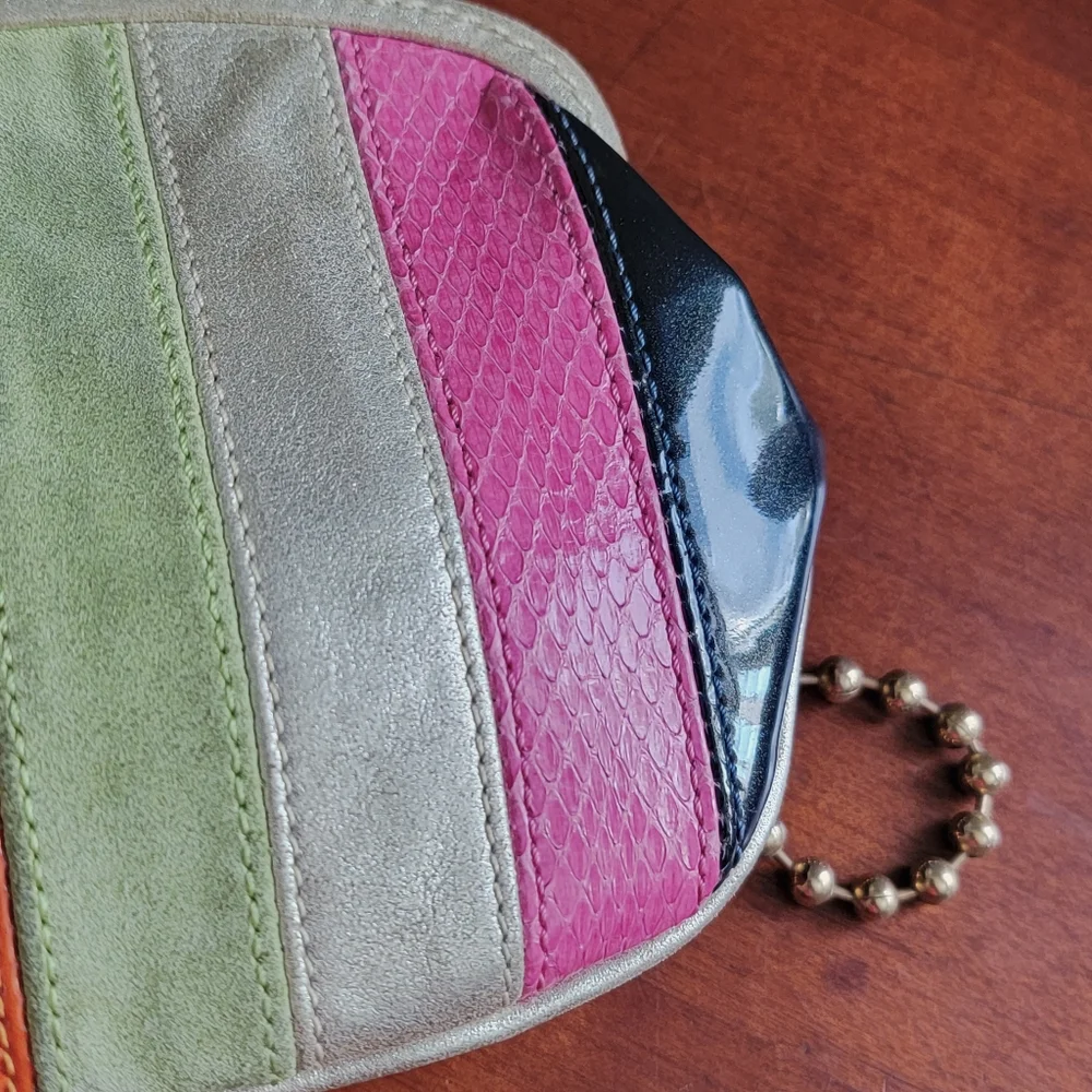 Rare Coach Legacy Patchwork Leather Framed French Purse Ball Chain Crossbody - Picture 10 of 16